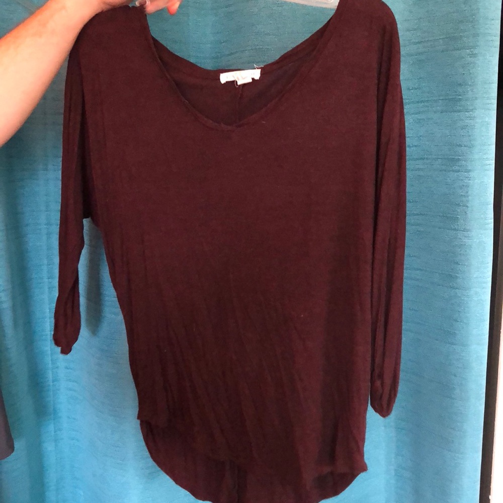 Burgundy purple 3/4 sleeve top